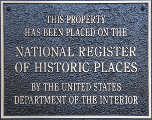 image of the plaque received for listing on the national register of historic places